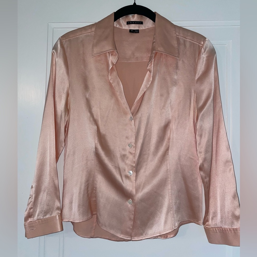theory silk blouse